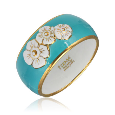 Myosotis Mint-Green&Gold Fine Porcelain Wide Bracelet