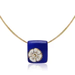 Myosotis Fine Porcelain Gold&Blue Pendant