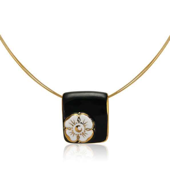 Myosotis Fine Porcelain Gold&Black Pendant