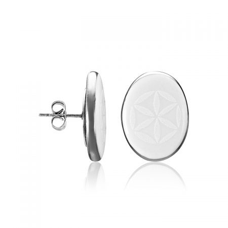 Minimal White&Platinum Oval Earrings