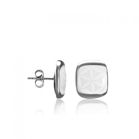 Minimal White&Platinum Quadrant Earrings