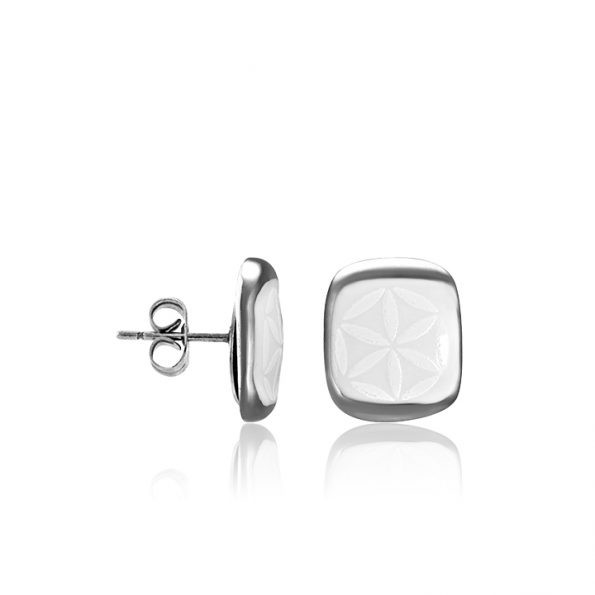 Minimal White&Platinum Quadrant Earrings