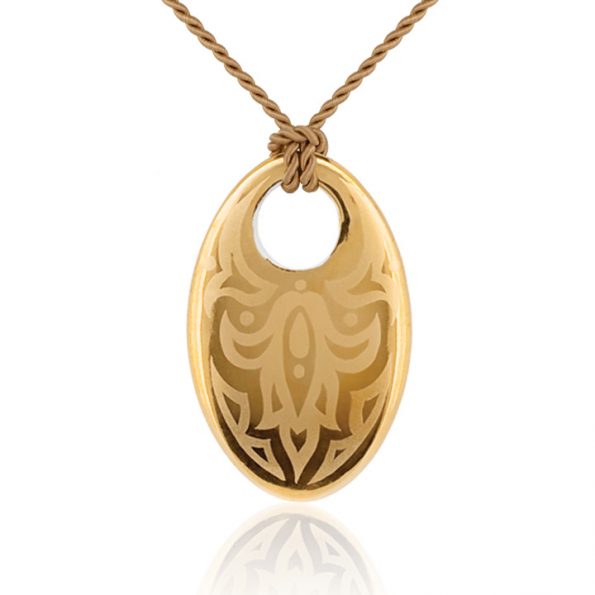 Pure Gold Fine Porcelain Oval Pendant