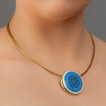 Gold of the desert Blue Mandala Pendant