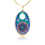 Gold of the desert Pink Mandala Oval Pendant