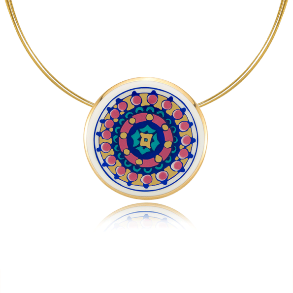 Gold of the desert Pink Mandala Pendant