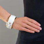 Lily King White&Gold Fine Porcelain Wide Bracelet