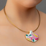 Pink Matyo Fine Porcelain Pendant (Spade)