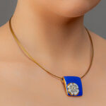 Myosotis Fine Porcelain Gold&Blue Pendant