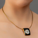 Myosotis Fine Porcelain Gold&Black Pendant