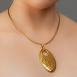 Pure Gold Fine Porcelain Oval Pendant