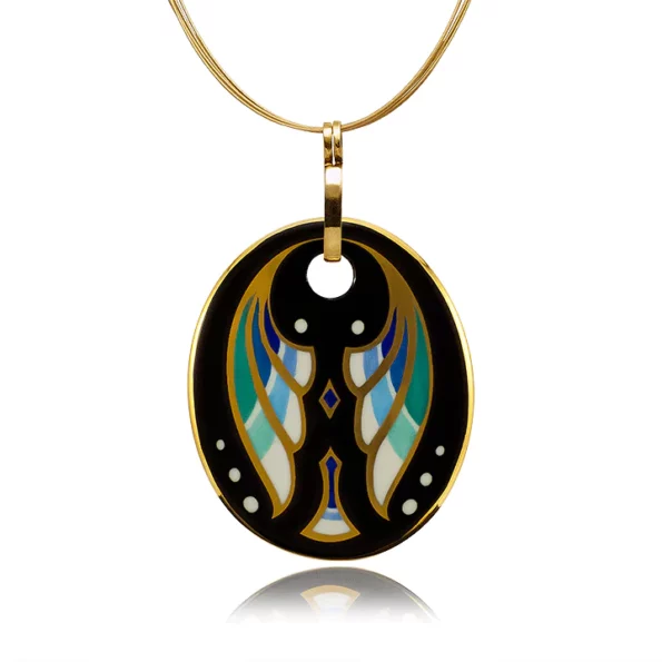 Art Deco Blue Oval Pendant