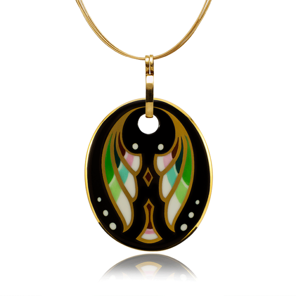 Art Deco Green Oval Pendant