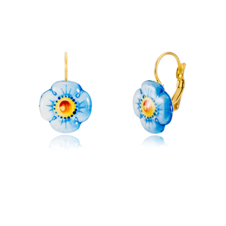 Myosotis Fine Porcelain Blue Earrings Leverback