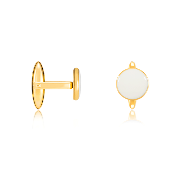 Minimal White&Gold Rounded Fine Porcelain Cufflinks